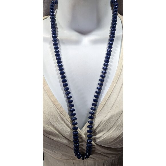 Retro Casual Navy Blue Beaded Lightweight Necklace - Picture 2 of 4